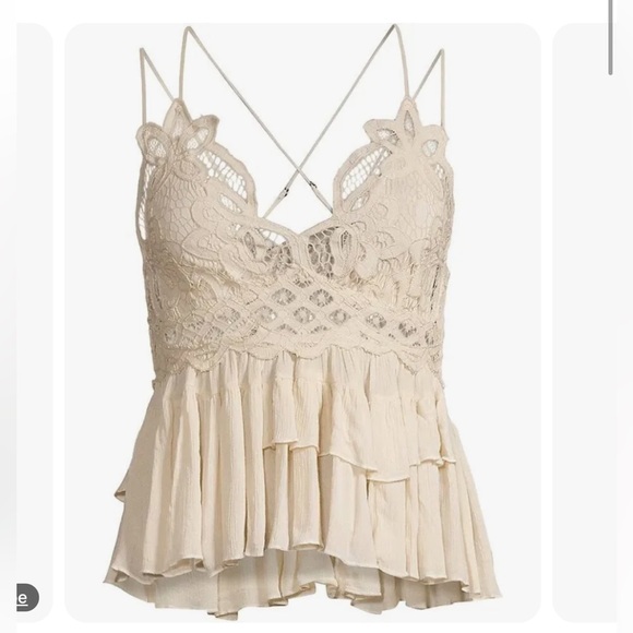 Free People Coachella Flowy Top Cami Summer NWT Y2K Elegant White Lace Women Top - Picture 2 of 6